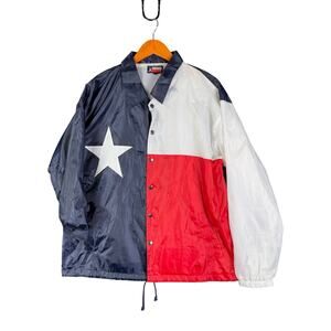 Rock Point Texas Proud Windbreaker Jacket Vintage‎ 2004 RWB Blue Red Mens Medium